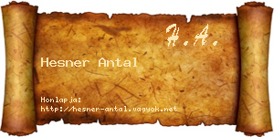 Hesner Antal névjegykártya